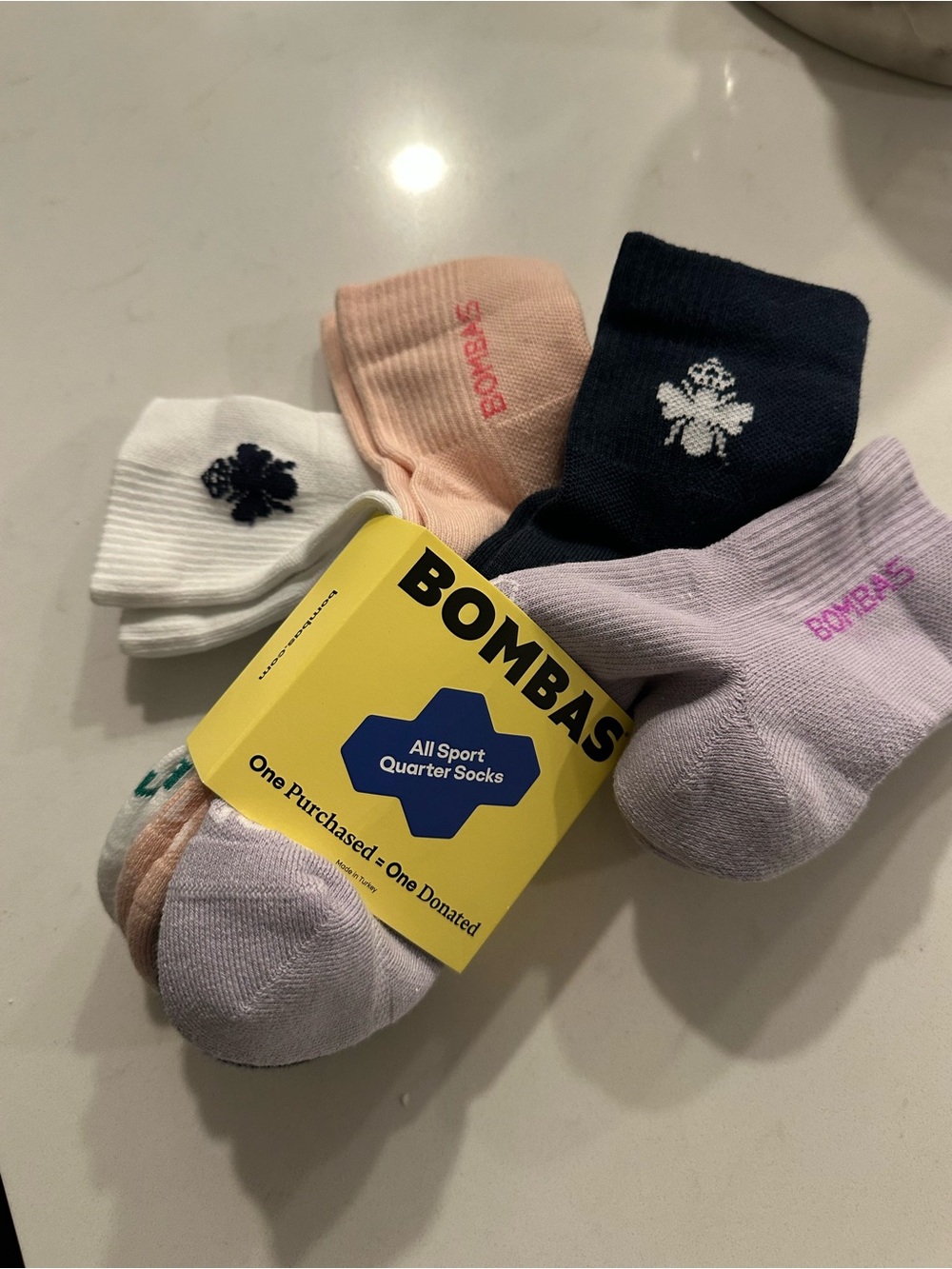 Bombas Women's All Sport Quarter Sock 4-Pack — Navy, Lavender, Peach, White - Picture 2 of 5